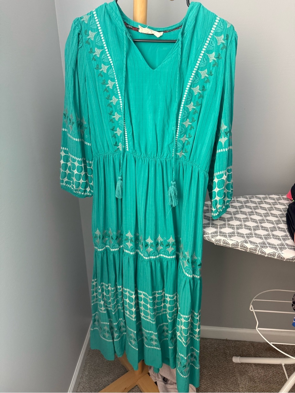 Westbound Teal Embroidered Maxi Dress